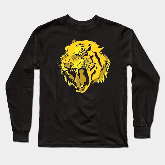 Golden tiger head cat of prey gift motive design Long Sleeve T-Shirt by Shirtjaeger